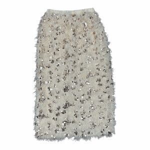 DAVI & DANI Cream Sequin and Feather Skirt